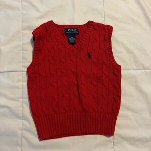 Polo by Ralph Lauren Red Cable Knit Vest